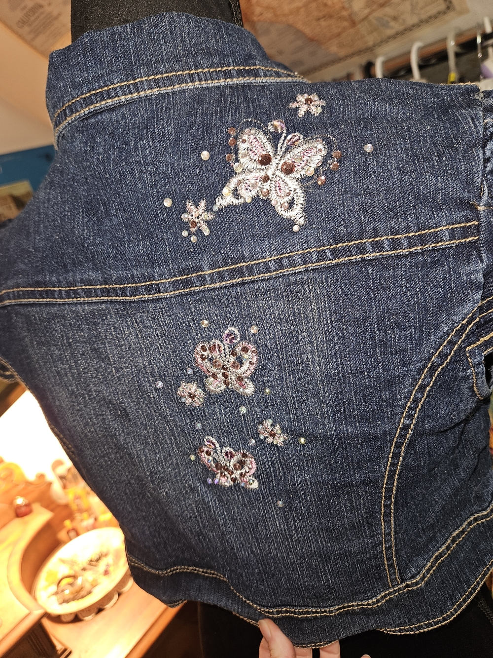 Women's Embroidered Butterfly Denim Jacket